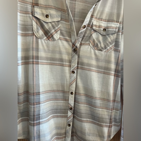 Passport Brown and Orange Plaid Long Sleeve Blouse Size XL - Picture 6 of 7